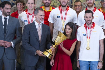 Empfang für das spanische Basketball-Team in Madrid