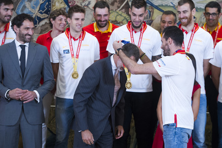Empfang für das spanische Basketball-Team in Madrid