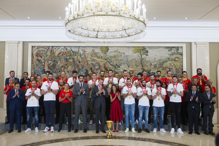 Empfang für das spanische Basketball-Team in Madrid