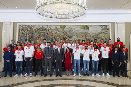 Empfang für das spanische Basketball-Team in Madrid