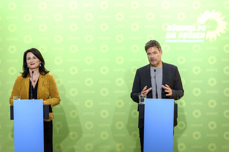 Pressekonferenzder Grünen in Berlin
