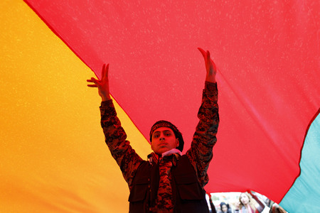 Demonstration gegen die türkische Militär-Offensive in Nordsyrien in Köln