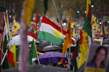 Demonstration gegen die türkische Militär-Offensive in Nordsyrien in Köln
