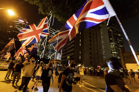 Demonstration vor dem britischen Konsulat in Hongkong