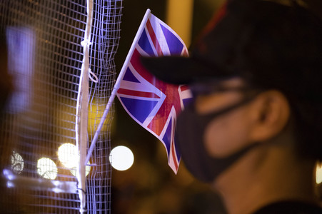 Demonstration vor dem britischen Konsulat in Hongkong