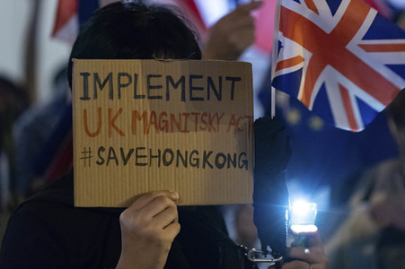 Demonstration vor dem britischen Konsulat in Hongkong