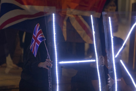 Demonstration vor dem britischen Konsulat in Hongkong