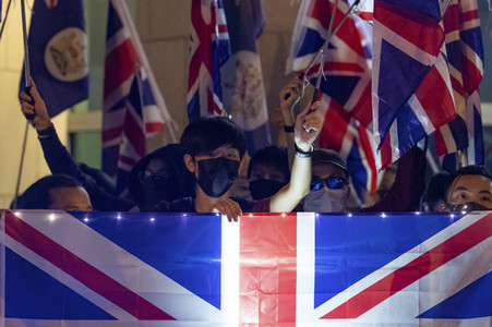 Demonstration vor dem britischen Konsulat in Hongkong