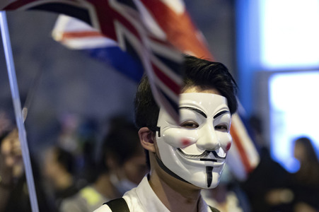 Demonstration vor dem britischen Konsulat in Hongkong