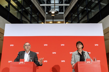 Prssekonferenz der SPD-Vorsiztenden in Berlin