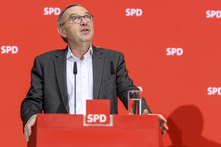 Prssekonferenz der SPD-Vorsiztenden in Berlin