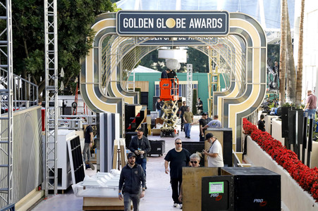 Aufbau für Golden Globe Awards 2020 in Beverly Hills