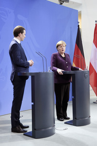 Pressekonferenz mit Angela Merkel und Sebastian Kurz in Berlin