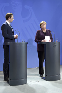 Pressekonferenz mit Angela Merkel und Sebastian Kurz in Berlin