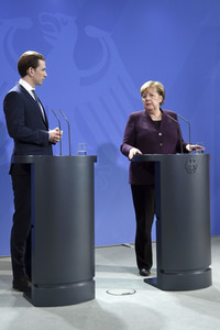 Pressekonferenz mit Angela Merkel und Sebastian Kurz in Berlin