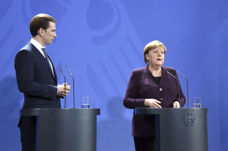 Pressekonferenz mit Angela Merkel und Sebastian Kurz in Berlin