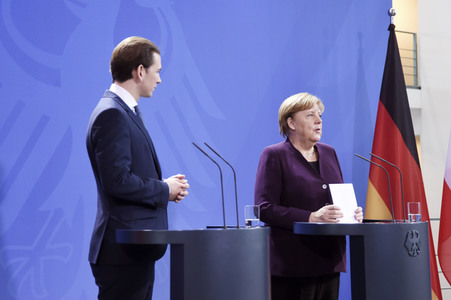 Pressekonferenz mit Angela Merkel und Sebastian Kurz in Berlin