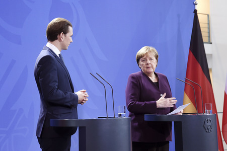 Pressekonferenz mit Angela Merkel und Sebastian Kurz in Berlin