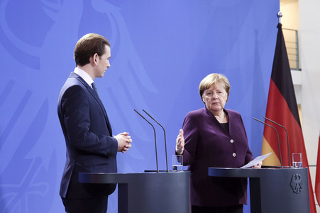 Pressekonferenz mit Angela Merkel und Sebastian Kurz in Berlin