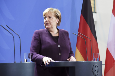 Pressekonferenz mit Angela Merkel und Sebastian Kurz in Berlin