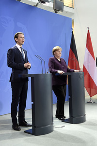 Pressekonferenz mit Angela Merkel und Sebastian Kurz in Berlin