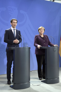 Pressekonferenz mit Angela Merkel und Sebastian Kurz in Berlin
