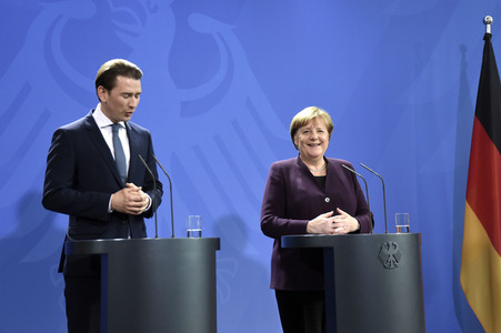 Pressekonferenz mit Angela Merkel und Sebastian Kurz in Berlin