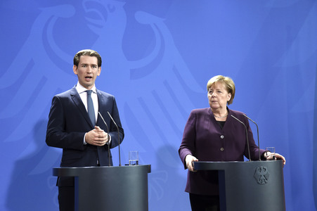 Pressekonferenz mit Angela Merkel und Sebastian Kurz in Berlin