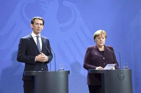 Pressekonferenz mit Angela Merkel und Sebastian Kurz in Berlin