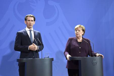 Pressekonferenz mit Angela Merkel und Sebastian Kurz in Berlin