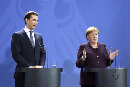 Pressekonferenz mit Angela Merkel und Sebastian Kurz in Berlin