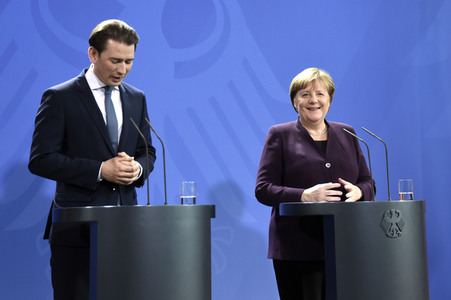 Pressekonferenz mit Angela Merkel und Sebastian Kurz in Berlin