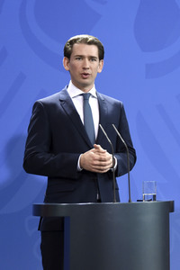 Pressekonferenz mit Angela Merkel und Sebastian Kurz in Berlin