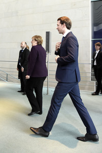 Pressekonferenz mit Angela Merkel und Sebastian Kurz in Berlin