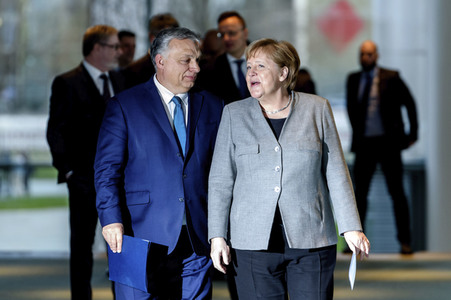 Pressekonferenz mit Angea Merkel und Viktor Orbán in Berlin
