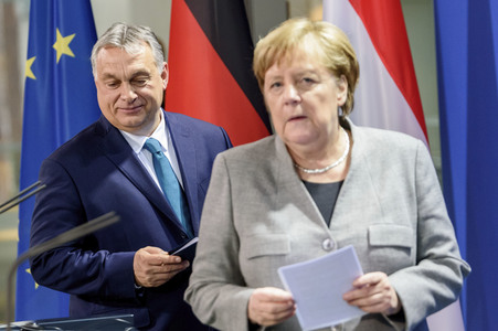 Pressekonferenz mit Angea Merkel und Viktor Orbán in Berlin