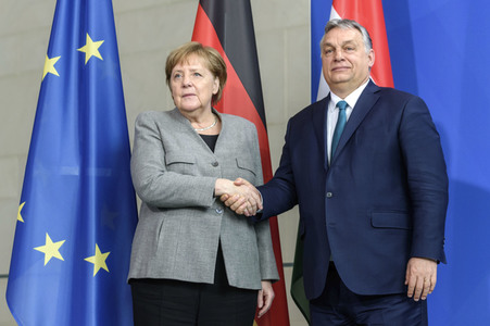 Pressekonferenz mit Angea Merkel und Viktor Orbán in Berlin