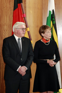 Bundespräsident Frank-Walter Steinmeier bei einem Empfang in Dresden