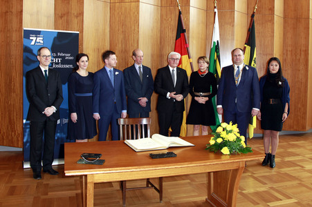 Bundespräsident Frank-Walter Steinmeier bei einem Empfang in Dresden
