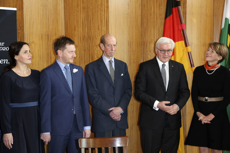 Bundespräsident Frank-Walter Steinmeier bei einem Empfang in Dresden
