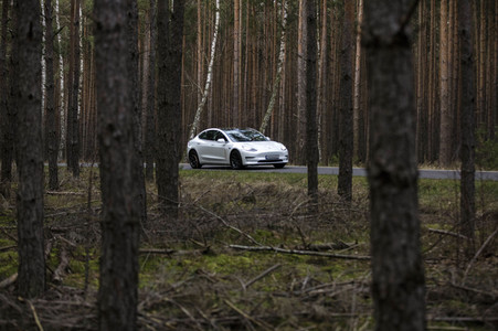 Ein Tesla Model 3 in Grünheide