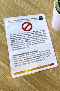 Coronavirus Schutzmaßnahmen bei McDonald's in Düsseldorf
