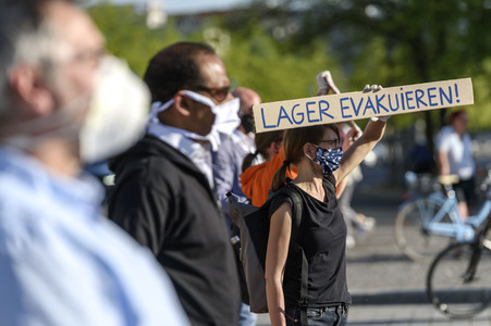 Demonstration für die Evakuierung der griechischen Flüchtlingslager in Berlin