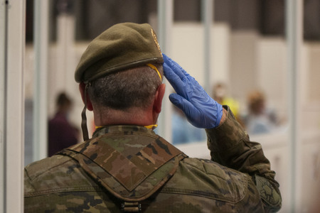Lesung im Corona Behelfskrankenhaus in Madrid
