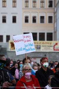 Demonstration gegen Schließung der deutsch-polnischen Grenze in Görlitz