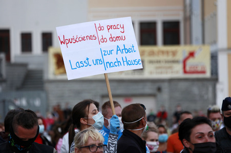 Demonstration gegen Schließung der deutsch-polnischen Grenze in Görlitz