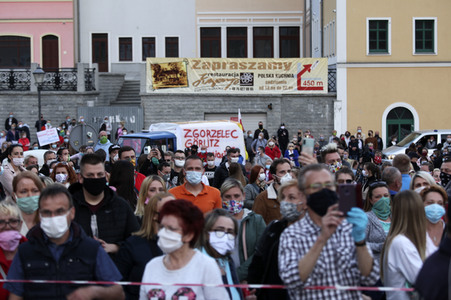 Demonstration gegen Schließung der deutsch-polnischen Grenze in Görlitz