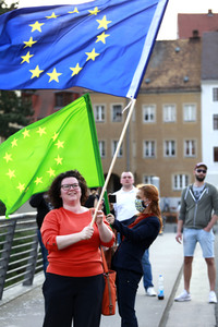 Demonstration gegen Schließung der deutsch-polnischen Grenze in Görlitz