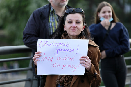 Demonstration gegen Schließung der deutsch-polnischen Grenze in Görlitz