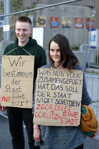 Demonstration gegen Schließung der deutsch-polnischen Grenze in Görlitz